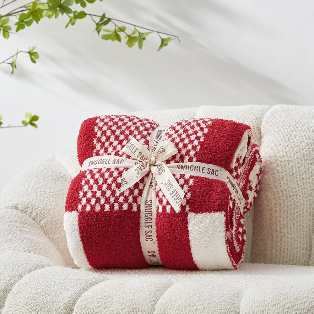 Checkered Blanket, Red Throw Blanket for Couch Buffalo Plaid Microfiber Fluffy W - Picture 5 of 7